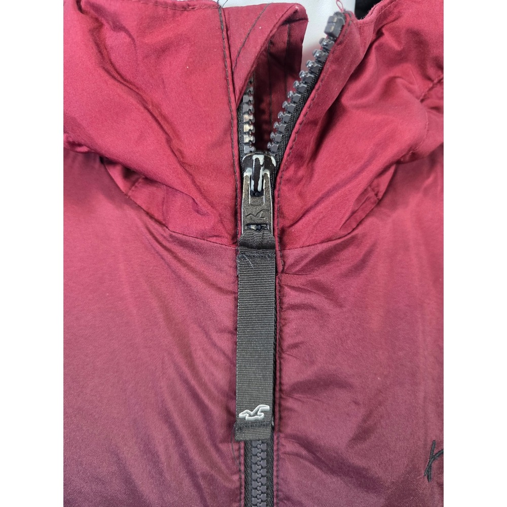 Hollister Mens Ombre Windbreaker Jacket Burgundy Black Fleece Lined X-Small XS - Picture 3 of 9